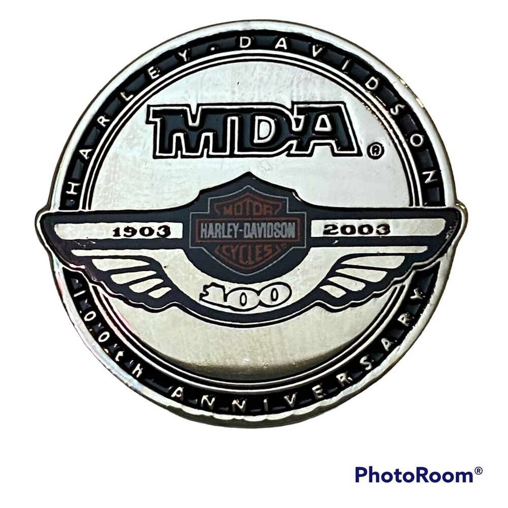 Vtg Official 2003 Harley Davidson Motor Cycles MDA 100th Anniversary Jacket Pin